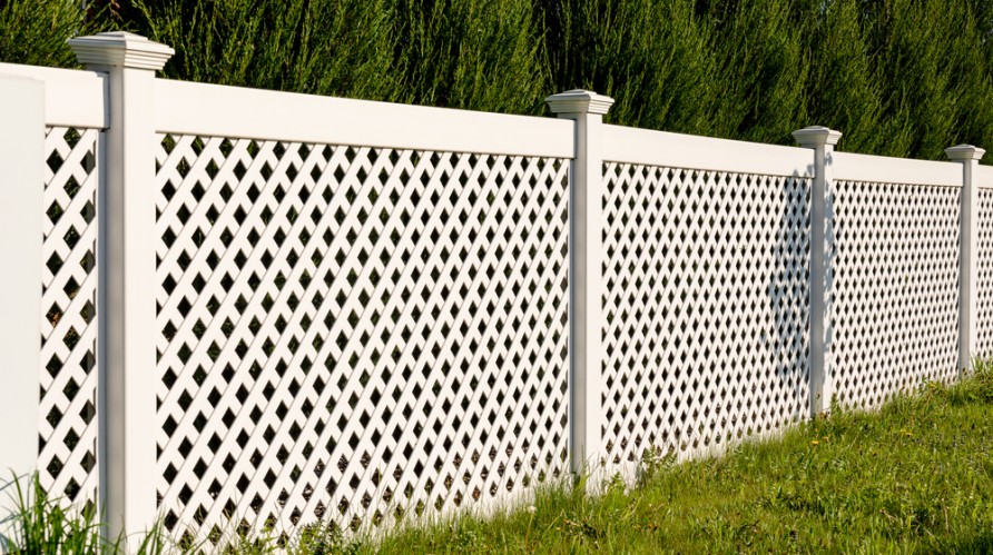 durable fence with rail locks, stiffeners, and rail mounts